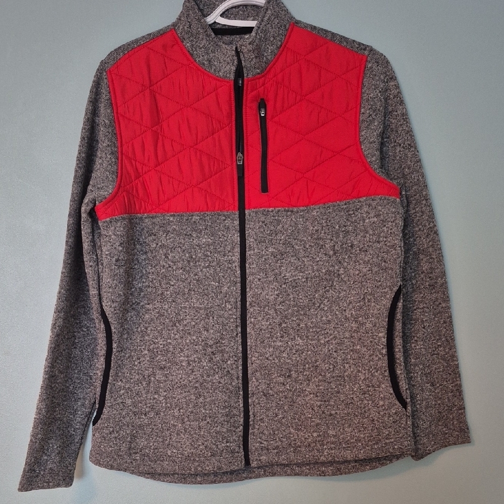 Red and Gray Quilted Jacket